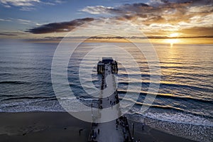 Scenic view of the pier at Newport Beach at sunset, California, USA