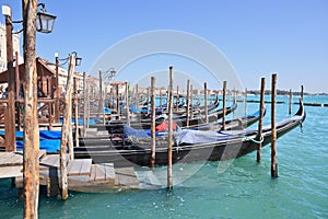 Pier with gondolas, Venice - Italy