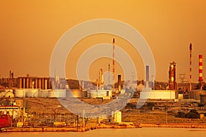 Port de Bouc petrochemical plant during sunset photo
