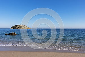 Scenic view of the Portinho da Arrabida beach in Setubal photo