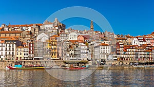 Scenic view of the Porto Old Town pier architecture over Duoro r