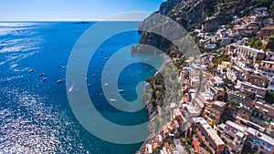 Aerial view of Positano photo 8 of 54, 360 degrees, beautiful Mediterranean village on Amalfi Coast Costiera Amalfitana in