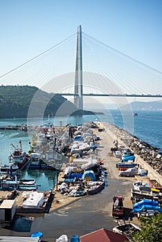PoyrazkÃ¶y Harbor with Bosphorus Bridge in the Background, Istanbul photo