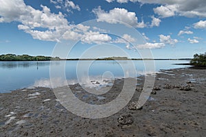 Scenic view of Pumicestone Passage at low tide, Queensland, Australia