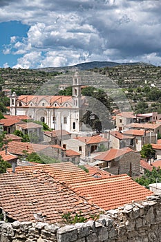 Traditional village of Lofou with church and tiled roofs. Limassol District, Cyprus photo