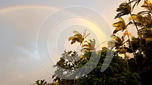 Scenic View of Rainbow and Mountains in Oahu