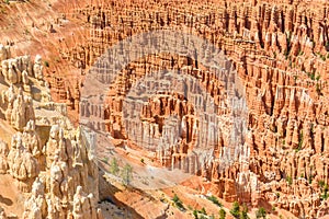 Scenic view of red sandstone hoodoos in Bryce Canyon National Park in Utah, USA - View of Inspiration Point