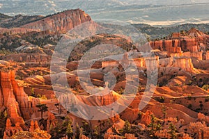 Scenic view of red sandstone hoodoos in Bryce Canyon National Park in Utah, USA