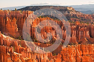 Scenic view of red sandstone hoodoos in Bryce Canyon National Park in Utah, USA