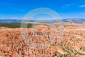 Scenic view of red sandstone hoodoos in Bryce Canyon National Park in Utah, USA - View of Inspiration Point