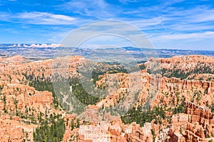 Scenic view of red sandstone hoodoos in Bryce Canyon National Park in Utah, USA - View of Inspiration Point