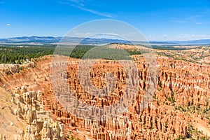 Scenic view of red sandstone hoodoos in Bryce Canyon National Park in Utah, USA - View of Inspiration Point