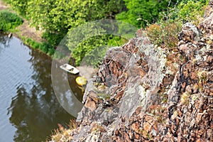Scenic view from Rheingrafenstein at landscape with river nahe photo