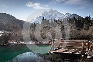 Scenic view on river source lake zelenci, slovenia