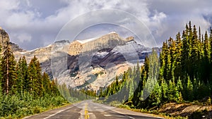 Scenic view of the road on Icefields parkway, Canadian Rockies photo