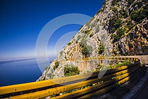 Scenic view on road on Makarska riviera in Croatia.