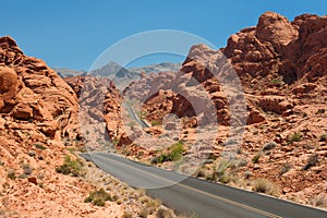 Scenic view on the road in the Valley of Fire