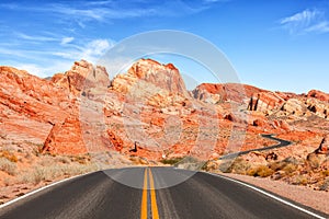 Scenic view from road in the Valley of Fire State Park, Nevada, United States photo
