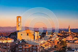 Scenic view of Rocca Paolina Perugia in Italy in the sunset photo