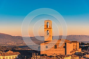 Scenic view of Rocca Paolina Perugia in Italy in the sunset