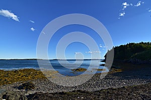 Scenic View of a Rock Beach in Casco Bay Maine
