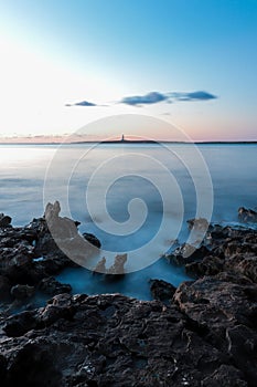 Scenic view of the rocky coast in Menorca, Islas Baleares in Spain