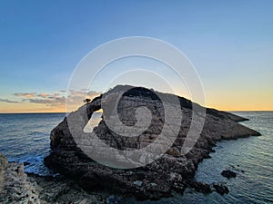 Scenic view of a rocky island of Korakonisi in Zakynthos, Greece