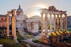 Scenic view of Roman Forum at sunrise, Rome