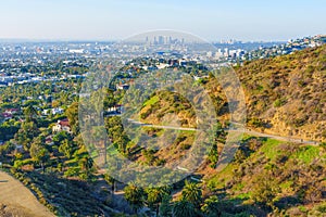 Scenic View of the Runyon Canyon Park and Los Angeles