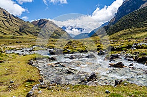 Scenic view on the Salkantay trek with river