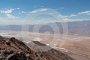 Scenic view of Salt Badwater Basin and Panamint Mountains seen from Dante View in Death Valley National Park, California, USA