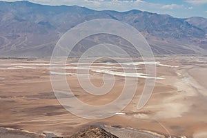 Scenic view of Salt Badwater Basin and Panamint Mountains seen from Dante View in Death Valley National Park, California, USA