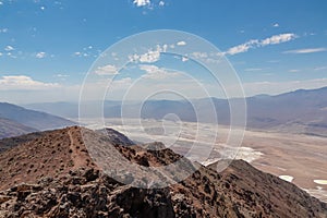 Scenic view of Salt Badwater Basin and Panamint Mountains seen from Dante View in Death Valley National Park, California, USA