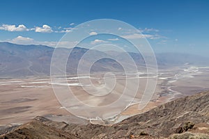 Scenic view of Salt Badwater Basin and Panamint Mountains seen from Dante View in Death Valley National Park, California, USA