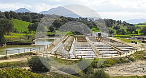 Scenic view of the salt flats of Iptuci in Prado del Rey, Cadiz province Andalusia Spain.