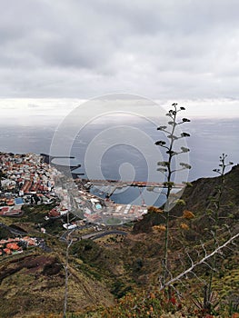 Scenic view of Santa Cruz de la Palma seen from the hill, La Palma island, Canary Islands, Spain