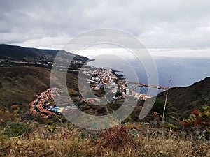 Scenic view of Santa Cruz de la Palma seen from the hill, La Palma island, Canary Islands, Spain