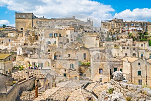 Scenic view in the `Sassi` district in Matera, in the region of Basilicata, in Southern Italy.