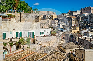 Scenic view in the `Sassi` district in Matera, in the region of Basilicata, in Southern Italy.