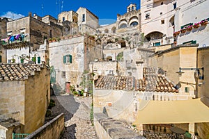 Scenic view in the `Sassi` district in Matera, in the region of Basilicata, in Southern Italy.