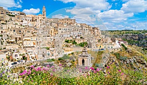 Scenic view of the `Sassi` district in Matera, in the region of Basilicata, in Southern Italy.