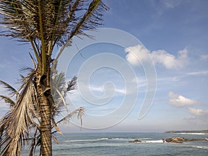 Scenic view of the ocean against blue sky in Galle, Sri Lanka