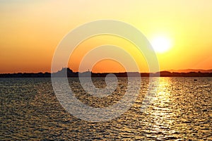 Scenic view of sea during sunset