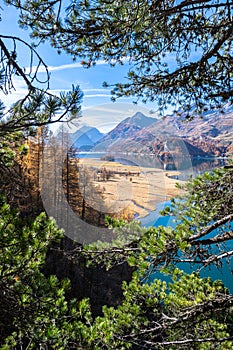 Scenic view of the shore of Lake Sils in Engadine, Switzerland