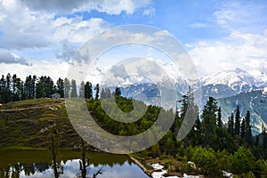 Scenic view of a Siri Paye pond in Kaghan valley, Pakistan