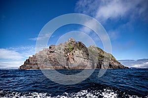 Scenic view of skellig Michael in the sea in Kerry, Ireland