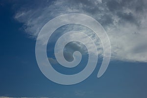 Dramatic Cloudscape on a Clear Blue Sky Background