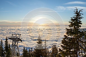 A scenic view of Skyride Gondola at The Peak of Vancouver