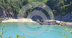 Scenic view small sandy cove Pembrokeshire Wales