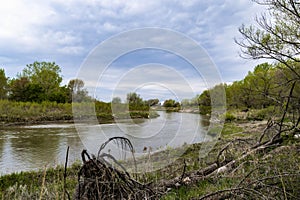 Scenic view of South Loup River in Ravenna, Nebraska on a cloudy day